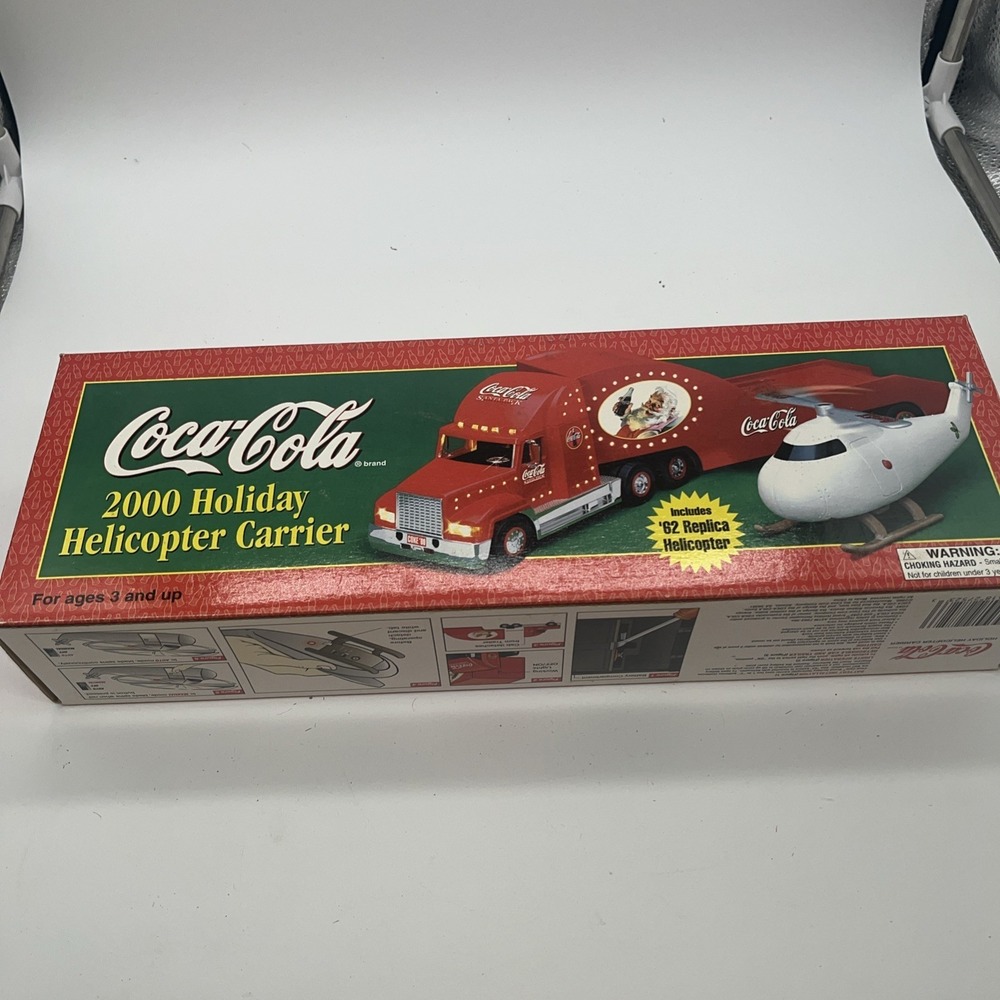 Coca Cola Holiday 2000 Light Up Helicopter Carrier '62 Copter NIB Tested Working